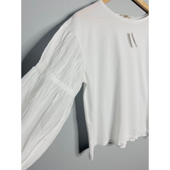Madewell Puff-Sleeve Drop-Shoulder Knit Top White Small NWT - Picture 3 of 7